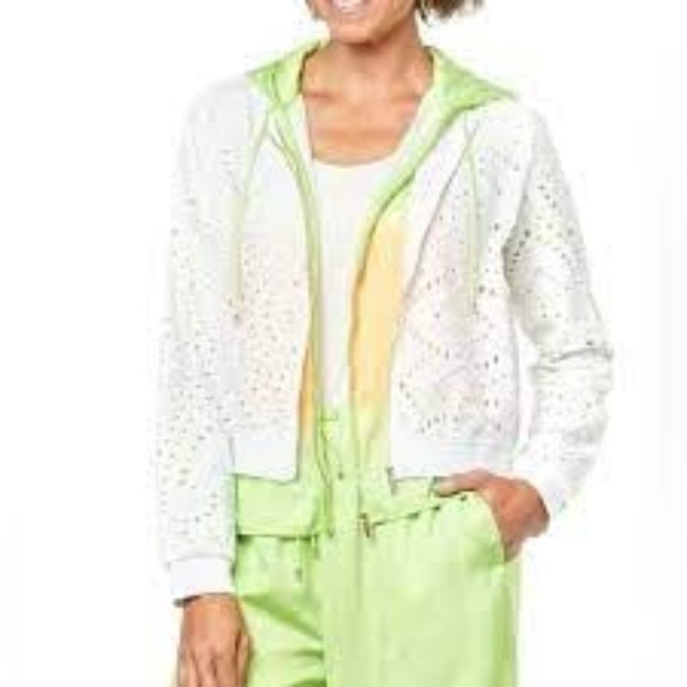 H Halston Studio Mixed Media Bomber‎ Jacket L new with tag